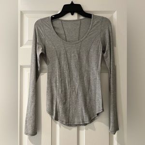 Lululemon long sleeved shirt, gray, size 2 in like-new condition